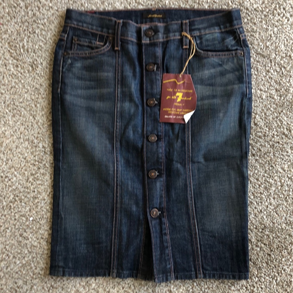 7 for all mankind denim jean skirt